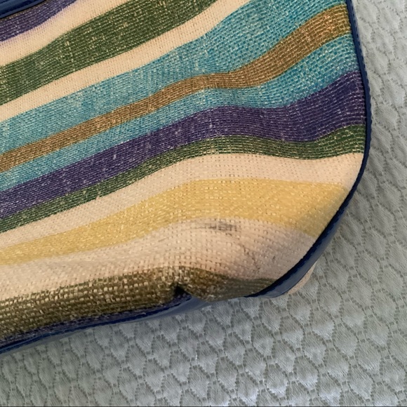 Talbots Woven/Striped tote bag w/bamboo handles - Picture 11 of 11